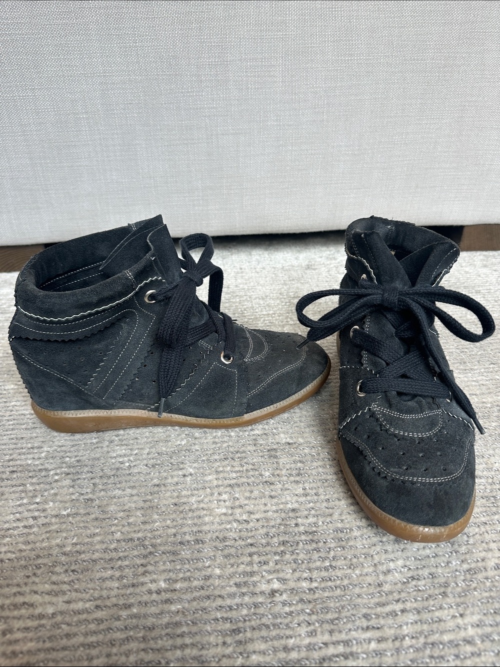 Isabel Marant Bobby Black Suede Wedge high top Sneaker Boots